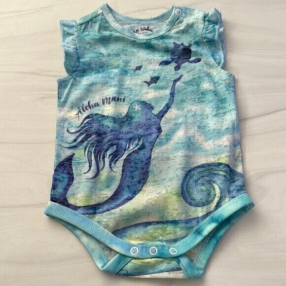 Kai Wahine Designs Aloha Mermaid Maui Hawaii Burnout Baby One Piece Size 6 Month - Picture 1 of 5